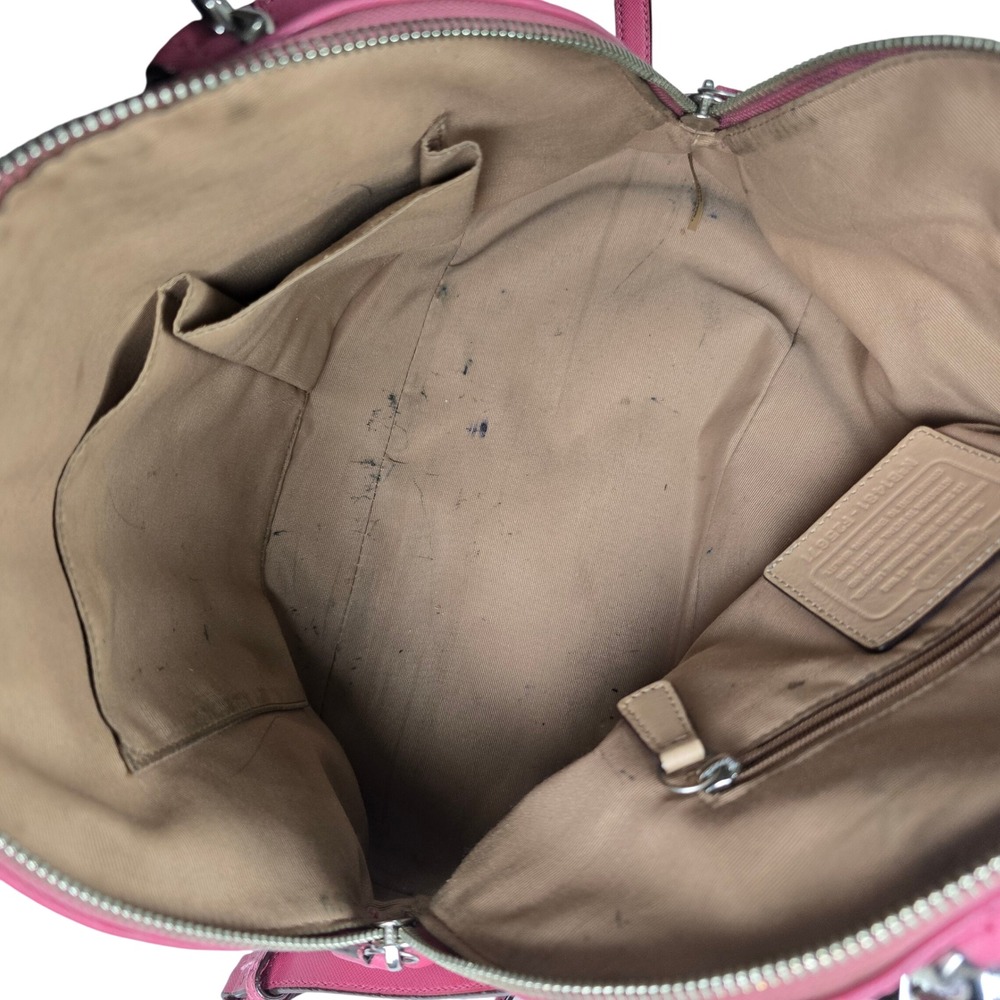 Coach Cora Domed Satchel Women Medium Pink Fair Saffiano Leather F25671 - Picture 5 of 11